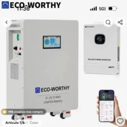 Kit solar: *10 kW Inversor + 16 kWh de batería.* Marca: *Eco-worthy*