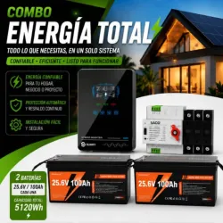 Inversor: *solar SUMRY 4000W / 110V* Batería: *2X 25.6V 100Ah LifePO4* Transfer: *SACO*