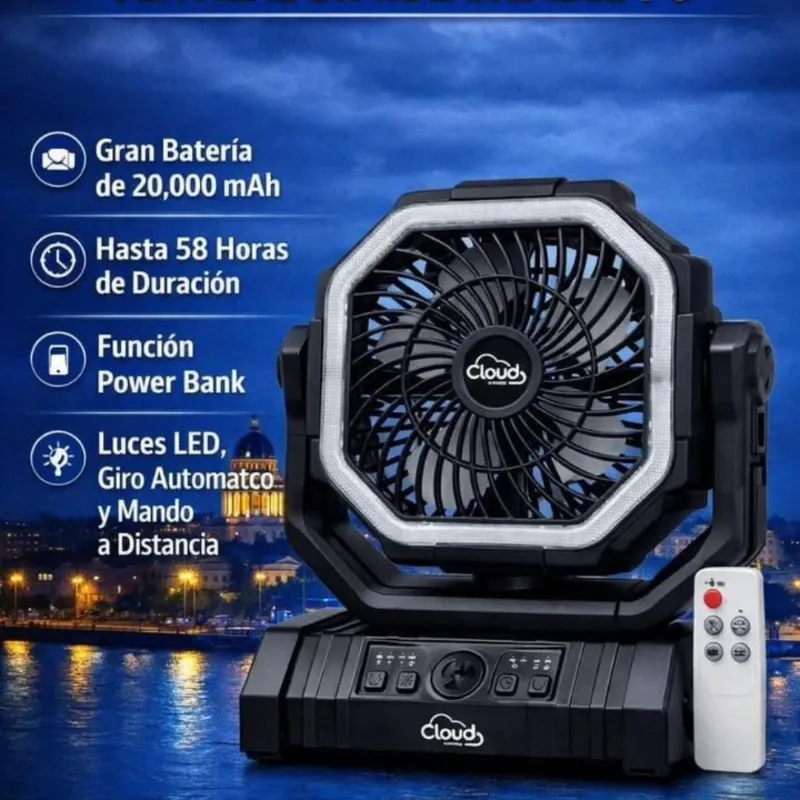 Ventilador portátil F6 con luz LED 20000mAh
