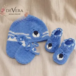 Conjunto gorro, zapaticos, manoplas