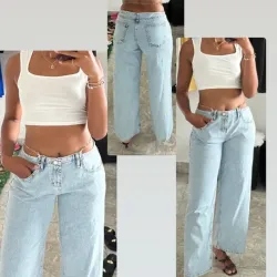 Pantalón denim con cadenas