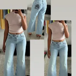 Pantalón denim con estampado en el bolsillo 