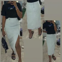 Saya denim con abertura lateral 
