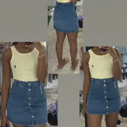 Saya denim oscura con botones 