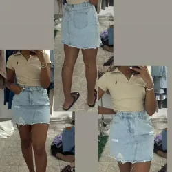 Saya denim ripeada 