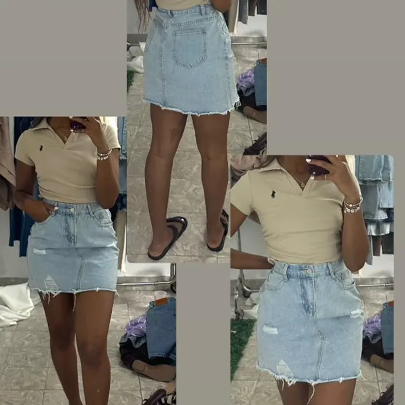 Saya denim ripeada 