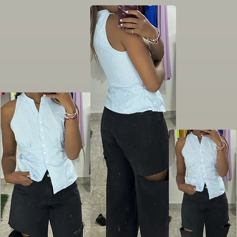 Top de rayitas casual 