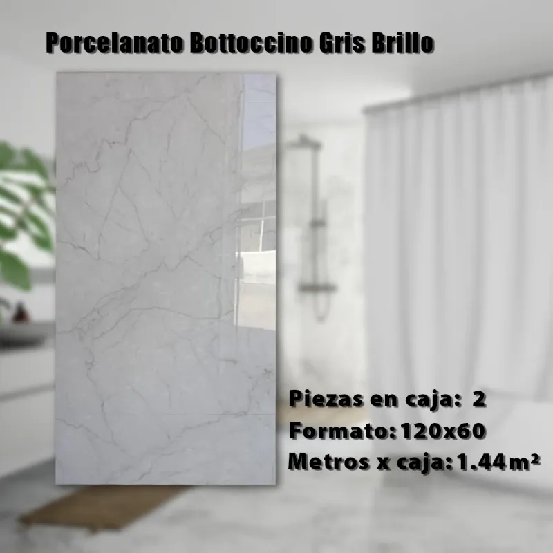 Porcelanato Bottoccino Gris Brillo 120x60