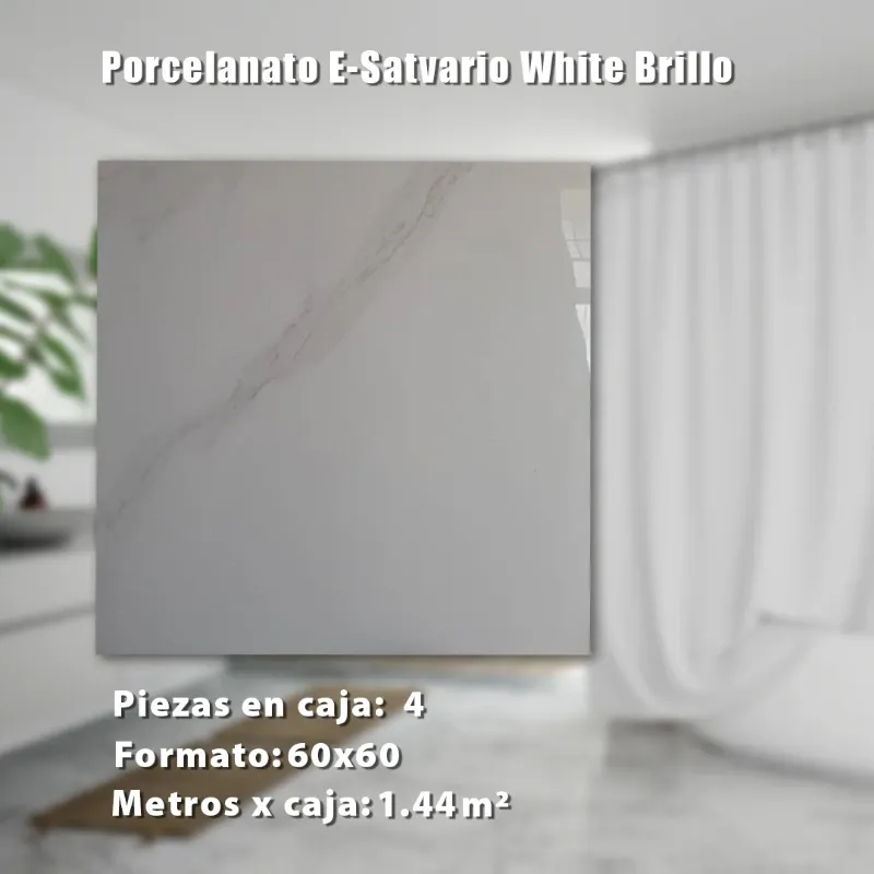 Porcelanato E-Satvario White Brillo