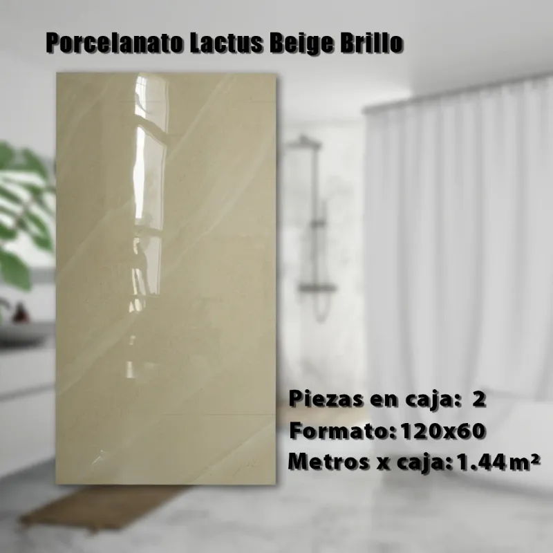 Porcelanato Lactus Beige Brillo 120x60