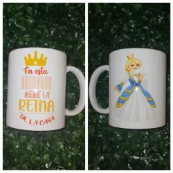 Jarra de ceramica "En esta taza bebe la reina de la casa"