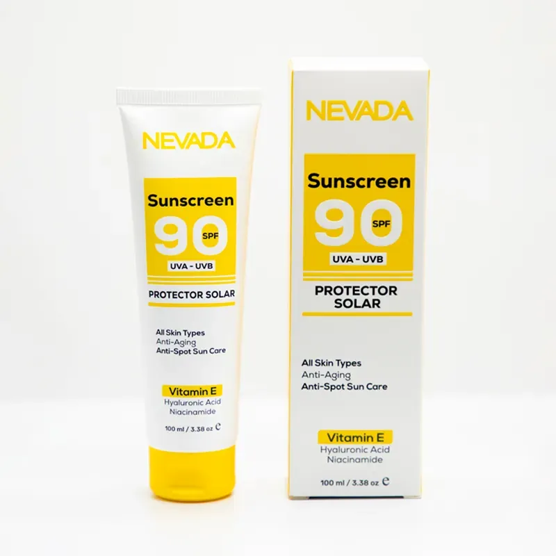 Protector solar Nevada de 90SPF con Vitamina E, Niamicina y Acido Hialurónico 