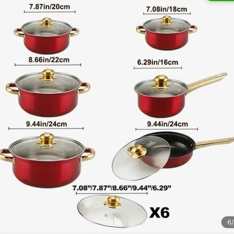 Juego de 12 piezas de calderos rojos