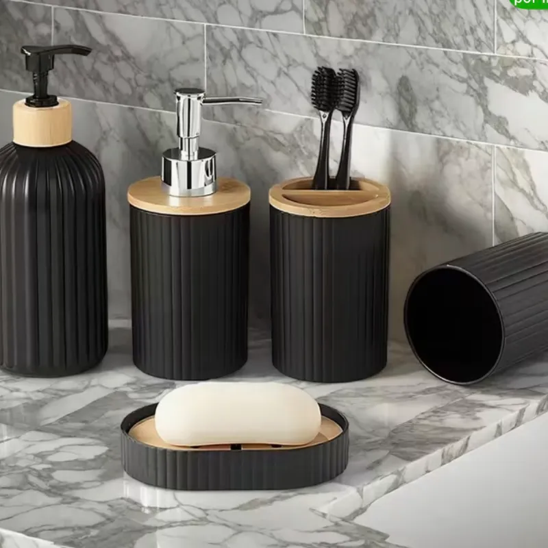 Juego de accesorios para el baño negro