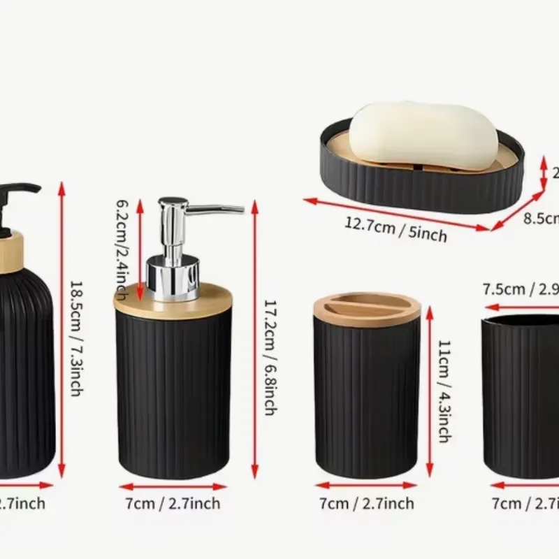Juego de accesorios para el baño negro