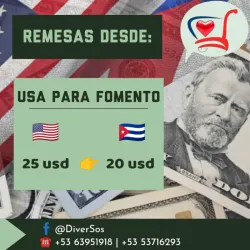 Remesa de 25 usd para 20 usd.
