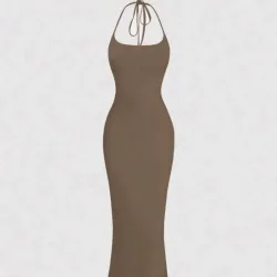 Maxivestido "Halte Marrón Mocha"