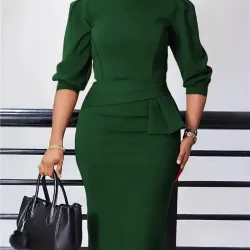 Vestido Midi "Emerald Executive"