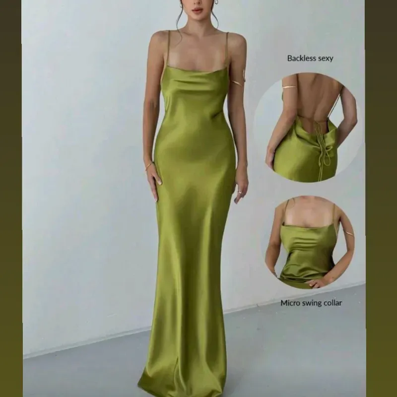 Vestido satén corte sirena " Lime Glam "