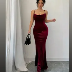 Vestido terciopelo largo “Burgundy Glam”