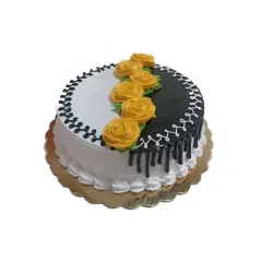 Cake en blanco y negro con rosas amarillas (8 comensales) - 255817