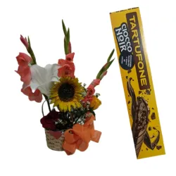 Cestica de flores + Barra de chocolate extra fundente - 267571
