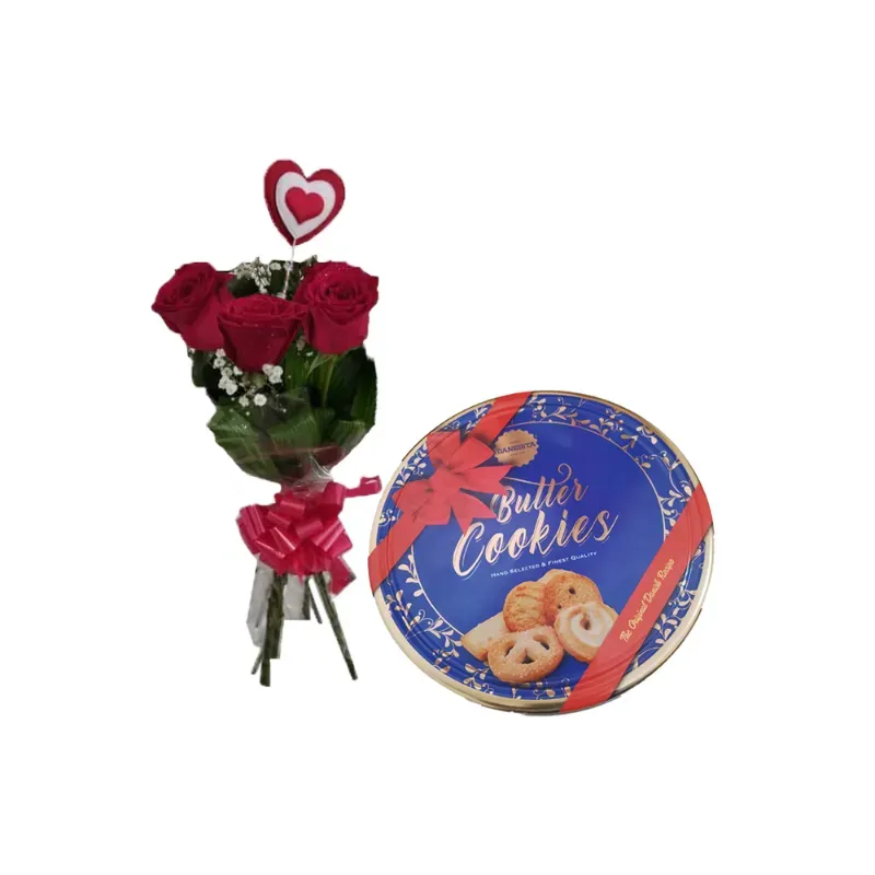 Rosas y fina lata de galleticas surtidas - 274524