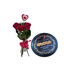 Rosas y fina lata de galleticas surtidas - 274524