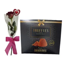 Una rosa + confección de trufa al cacao con sabor avellana - 267592