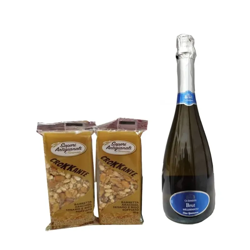 Una rosa + dos turrones de maní + vino Brut espumoso