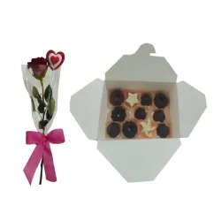 Una rosa natural y bombones artesanales - 178241