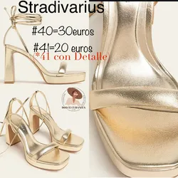 Tacón dorado Stradivarius 