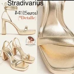 Tacón dorado Stradivarius 