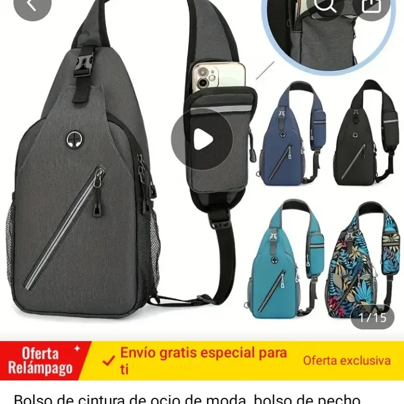 Bolso de cintura de ocio de moda, bolso de pecho multibolsillo