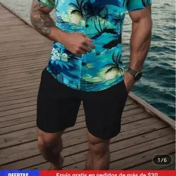 Camisa de Mangas Cortas Estilo Hawaiano para Hombre Summer Breeze
