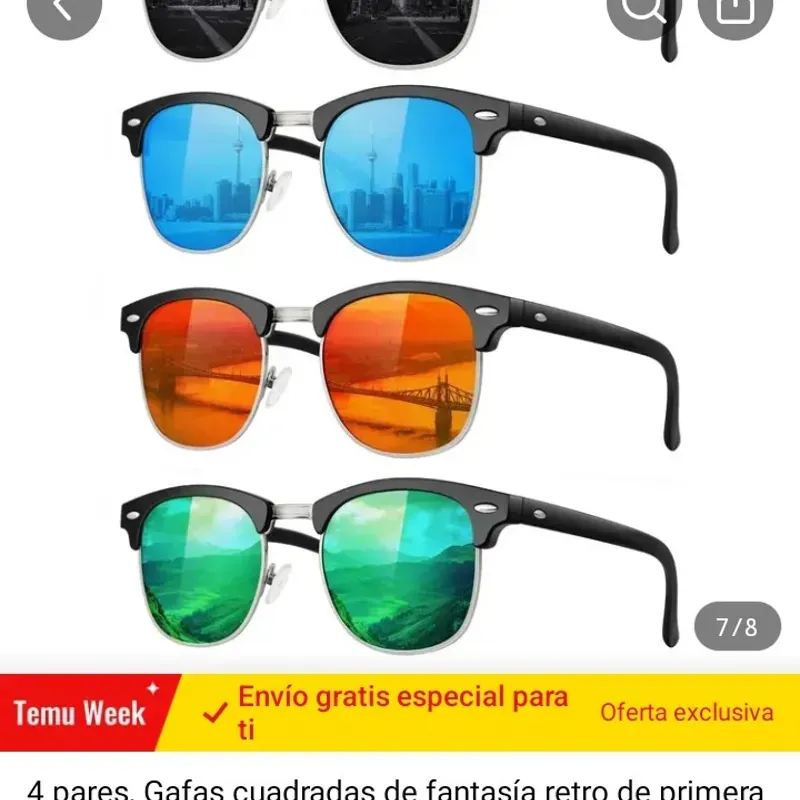 Gafas cuadradas de fantasía retro de primera calidad 