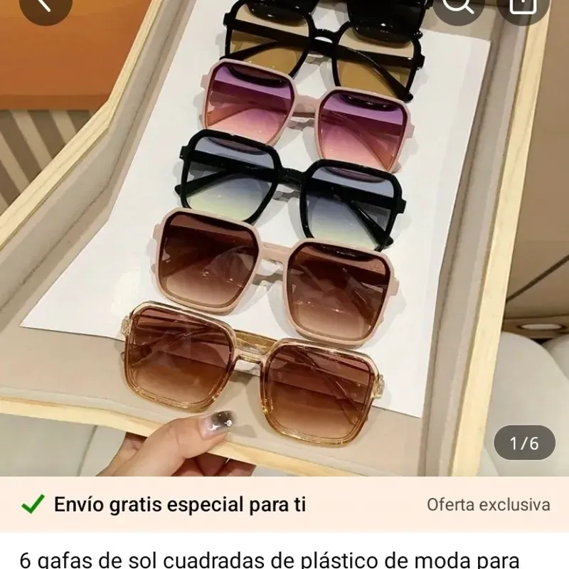 Gafas de sol cuadradas de plástico de moda para mujer para uso diario y decoración 