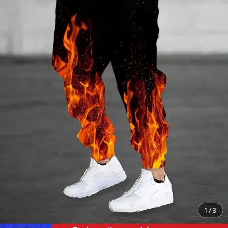 Pantalones Jogger para hombre con Estampado de Llamas 