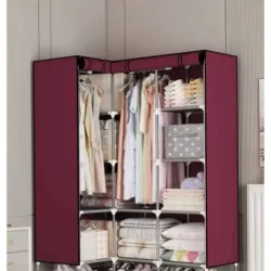 Closed en forma de L rojo vino y carmelita