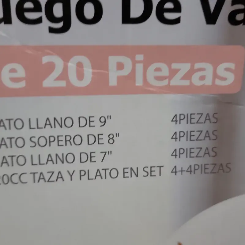 Juegos de vajillas de 20 piezas