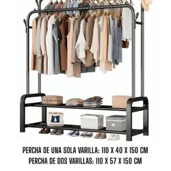 Perchas dobles negras y blancas soportan 48 kg