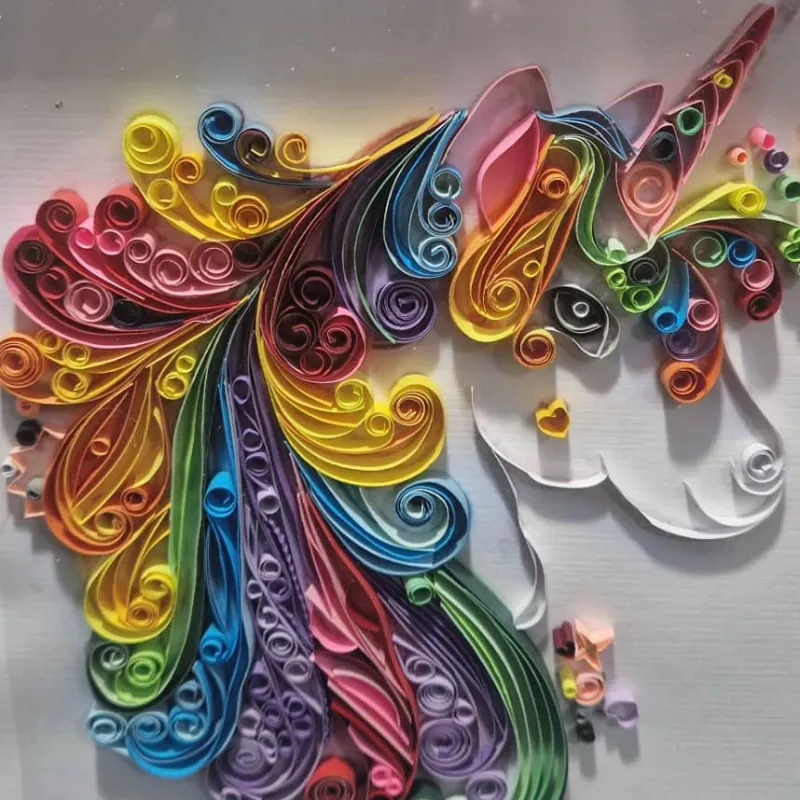 Cuadro con diseño en papel: "Unicornio 3D”