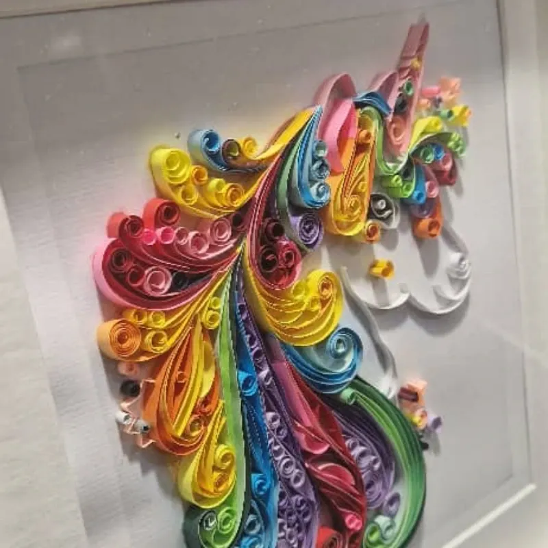 Cuadro con diseño en papel: "Unicornio 3D”