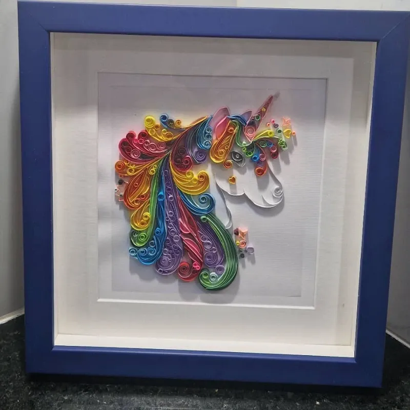 Cuadro con diseño en papel: "Unicornio 3D”