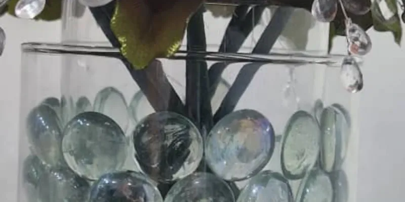 Jarrón Doble con Rosas de Cinta y Cristales Tornasolados