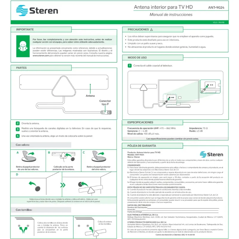 ANTENA HD PARA CAJA DECODIFICADORA (G&Y)