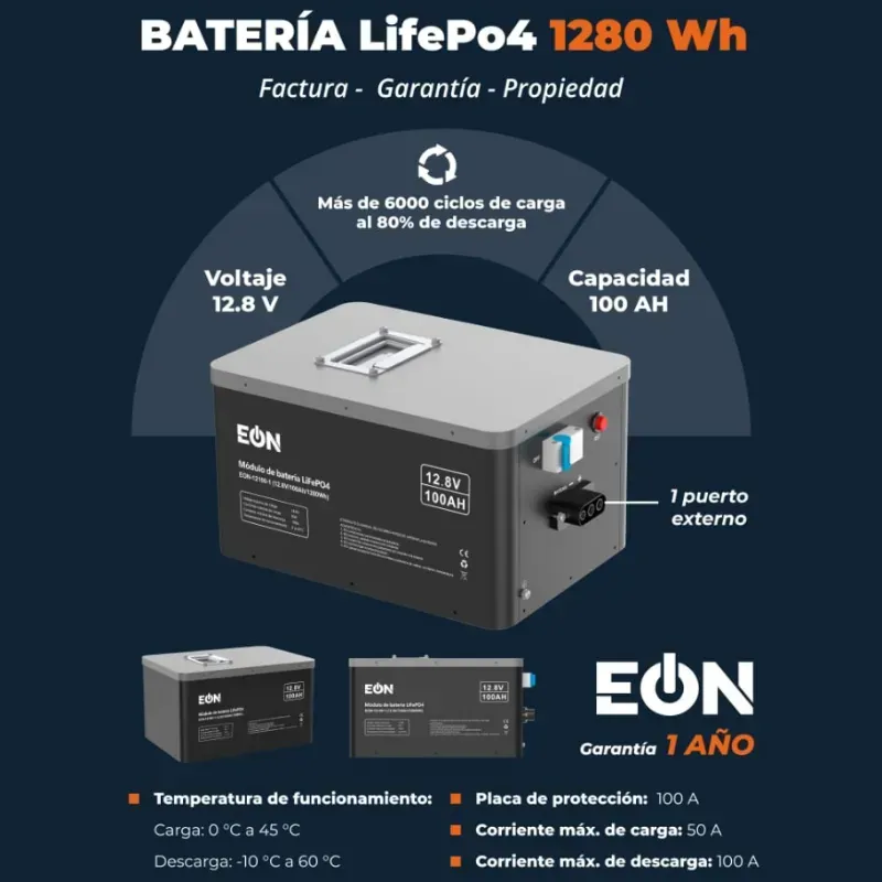 BATERÍA 12.8V / 1280Wh - 1 PUERTO (FAD)