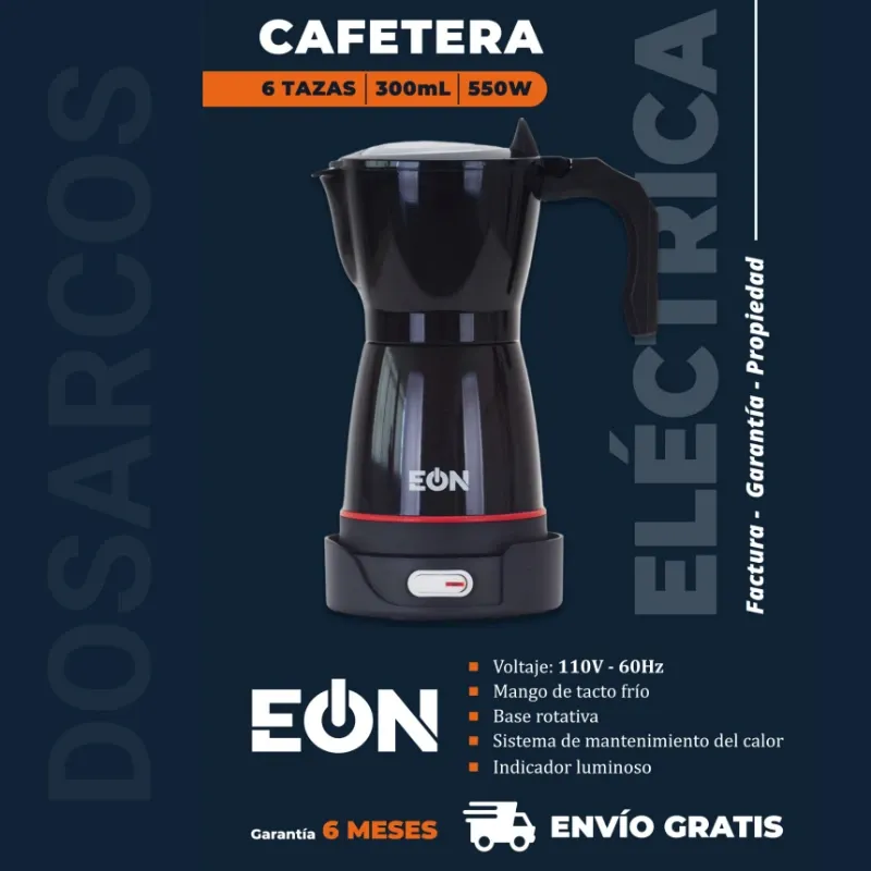 CAFETERA 3 - 6 TAZAS ELÉCTRICA EÓN NEGRA (FAD)