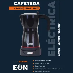 CAFETERA 3 - 6 TAZAS ELÉCTRICA EÓN NEGRA (FAD)