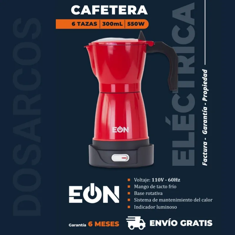 CAFETERA 3 - 6 TAZAS ELÉCTRICA EÓN ROJA (FAD)